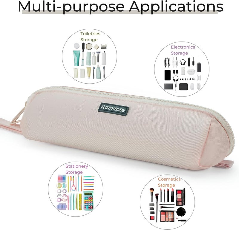 Ralnitote Store Large Pencil Case with 180° Open Design, Big Capacity Pen Bag for Girls & Boys, Aesthetic & Cute Pencil Pouch for School, Office, Makeup & Tech Accessories-Beige - Image 5